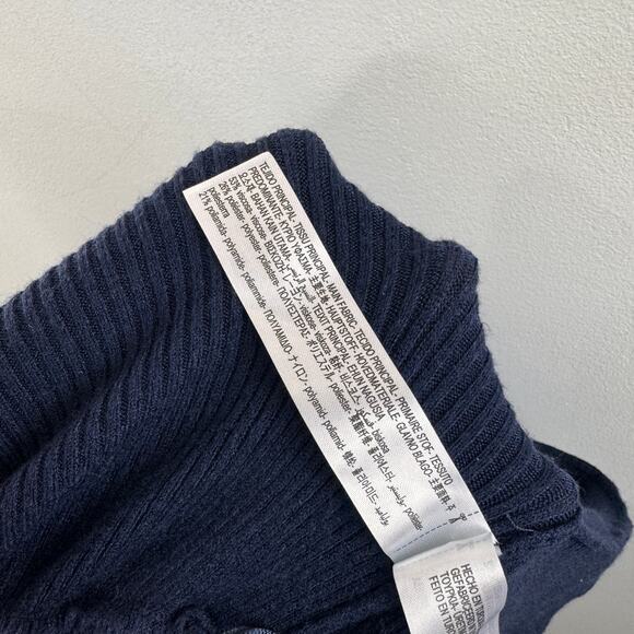 ZARA Navy Blue Jumpsuit Ribbed Knit Wrap V-Neck Casual Drop Shoulder M Medium - Picture 8 of 9